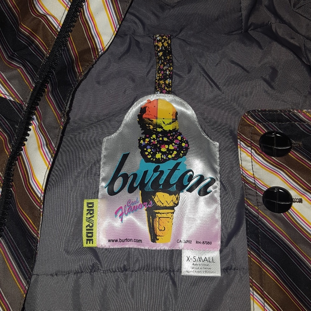 BURTON BROWN/WHITE STRIPE SKI/SNOWBOARD JACKET